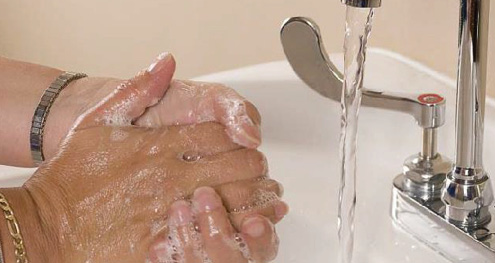 Person washing hands